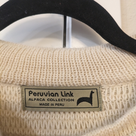 Peruvian Link Cream 3 Button Alpaca Wool Cardigan Sweater - Picture 4 of 5